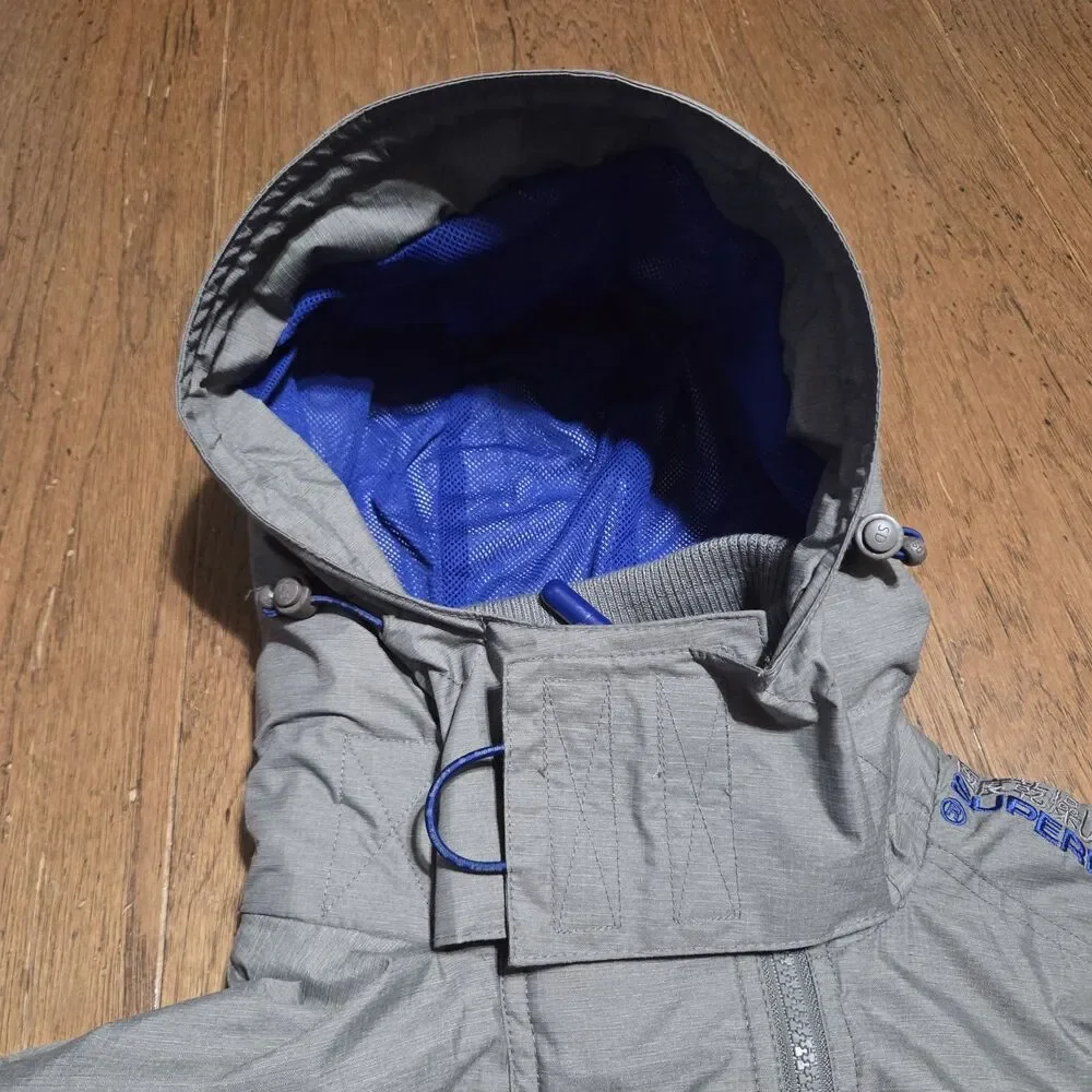 New Superdry Jacket M Windcheater Shell Weatherproof Triple Zip High Neck Hoodie